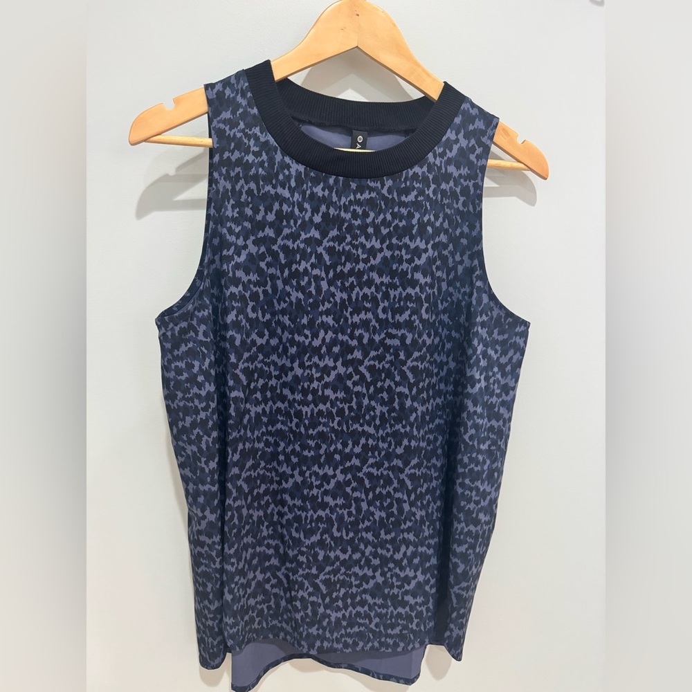 Athleta Black and Blue Patterned Tank Top
